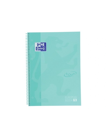 CI | Cuaderno espiral oxford ebook 1 school touch te din a4+ 80 hojas cuadro 5 mm con margen mint pastel