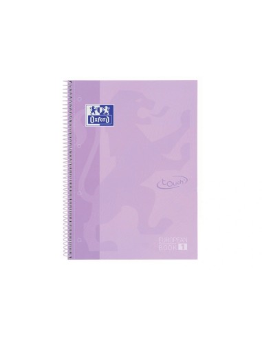 CI | Cuaderno espiral oxford ebook 1 school touch te din a4+ 80 hojas cuadro 5 mm con margen malva pastel