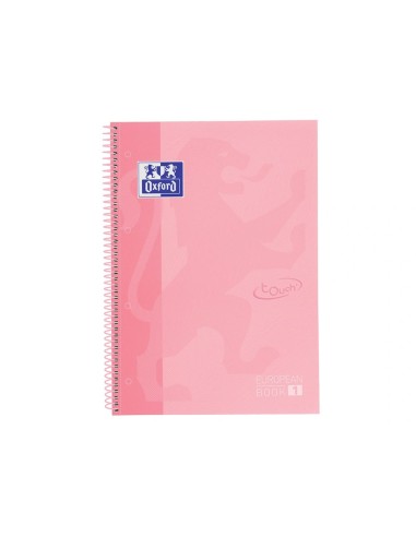 CI | Cuaderno espiral oxford ebook 1 school touch te din a4+ 80 hojas cuadro 5 mm con margen flamingo pastel