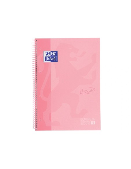 CI | Cuaderno espiral oxford ebook 1 school touch te din a4+ 80 hojas cuadro 5 mm con margen flamingo pastel