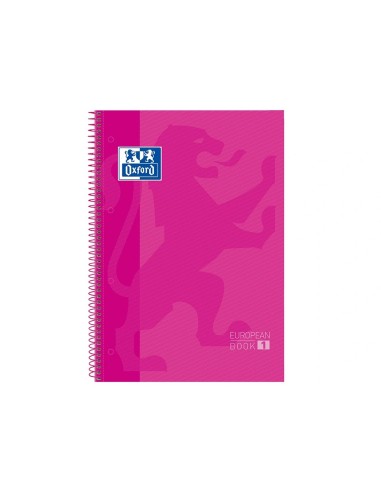 CI | Bloc espiral oxford european book tapa extradura din a4 80 hojas cuadricula 5 mm color rosa