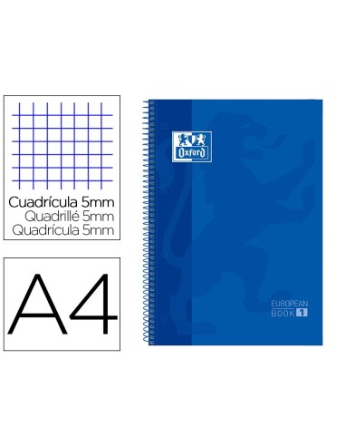 CI | Bloc espiral oxford tapa extradura microperforado din a4 80 hojas cuadros 5mm -color azul