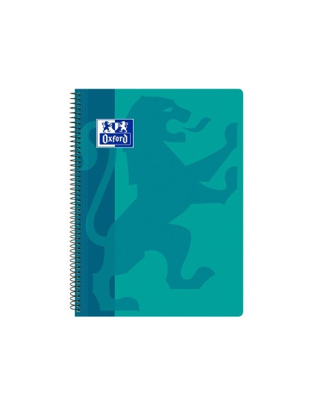 CI | Cuaderno espiral oxford school classic tapa polipropileno folio 80 hojas cuadro 4 mm con margen aqua
