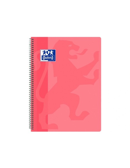 CI | Cuaderno espiral oxford school classic tapa polipropileno folio 80 hojas cuadro 4 mm con margen rosa