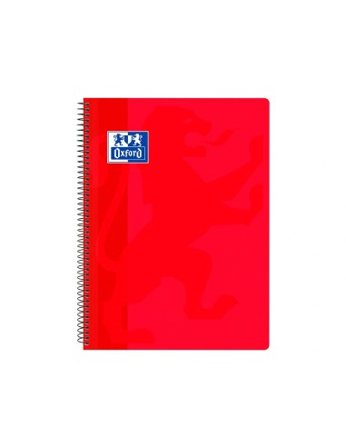 CI | Cuaderno espiral oxford school classic tapa polipropileno folio 80 hojas cuadro 4 mm con margen rojo