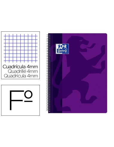 CI | Cuaderno espiral oxford school classic tapa polipropileno folio 80 hojas cuadro 4 mm con margen