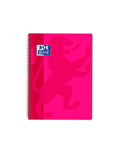 CI | Cuaderno espiral oxford school classic tapa polipropileno folio 80 h cuadro 4 mm con margen fucsia