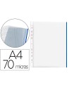 CI | Funda multitaladro q-connect din a4 70 mc pp cristal con borde azul bolsa de 10 uds