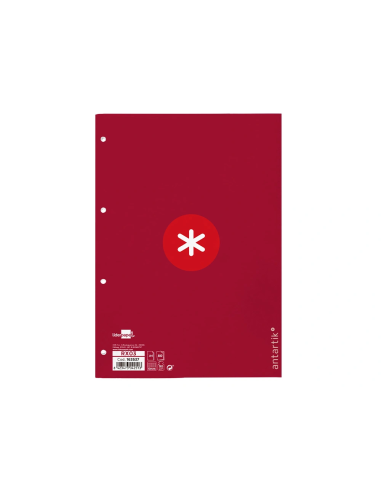 CI | Recambio Liderpapel A4 Antartik 80 Hojas 90G/M2 Cuadro 5 Mm 4 Taladros 1 Banda Marco Color Frambuesa