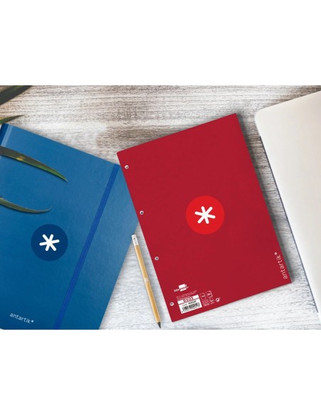 CI | Recambio Liderpapel A4 Antartik 80 Hojas 90G/M2 Cuadro 5 Mm 4 Taladros 1 Banda Marco Color Frambuesa