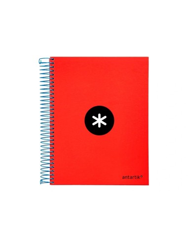 CI | Cuaderno espiral liderpapel a5 micro antartik tapa forrada 120h 100g liso con bandas 6 taladros color rojo