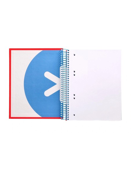 CI | Cuaderno espiral liderpapel a5 micro antartik tapa forrada 120h 100g liso con bandas 6 taladros color rojo