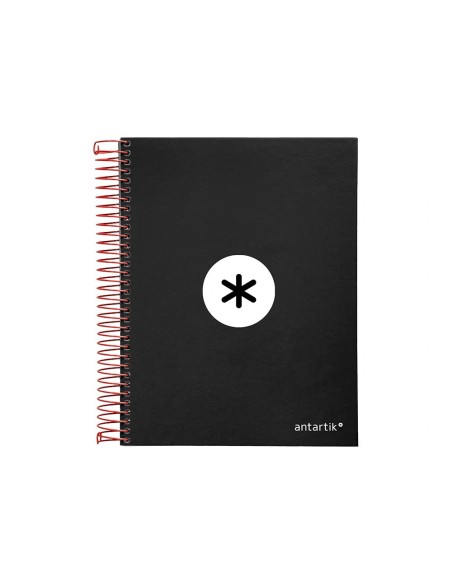 CI | Cuaderno espiral liderpapel a5 micro antartik tapa forrada 120h 100g liso con bandas 6 taladros color negro
