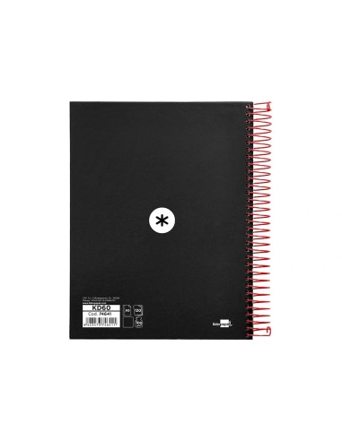 CI | Cuaderno espiral liderpapel a5 micro antartik tapa forrada 120h 100g liso con bandas 6 taladros color negro