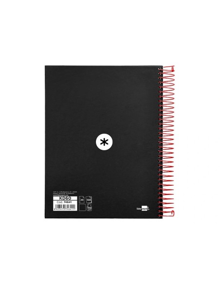 CI | Cuaderno espiral liderpapel a5 micro antartik tapa forrada 120h 100g liso con bandas 6 taladros color negro