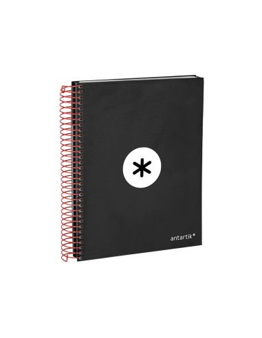CI | Cuaderno espiral liderpapel a5 micro antartik tapa forrada 120h 100g liso con bandas 6 taladros color negro