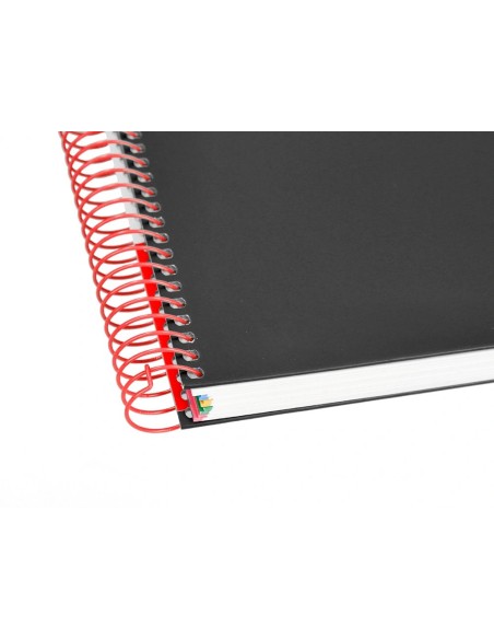 CI | Cuaderno espiral liderpapel a5 micro antartik tapa forrada 120h 100g liso con bandas 6 taladros color negro