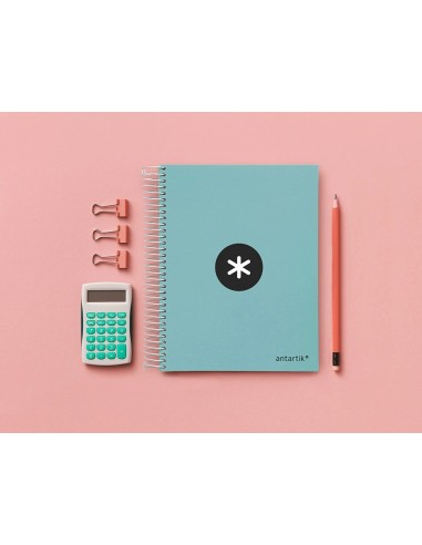 CI | Cuaderno espiral liderpapel a5 micro antartik tapa forrada120h 100 gr liso 5 bandas 6 taladros color menta