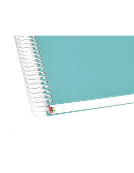 CI | Cuaderno espiral liderpapel a5 micro antartik tapa forrada120h 100 gr liso 5 bandas 6 taladros color menta