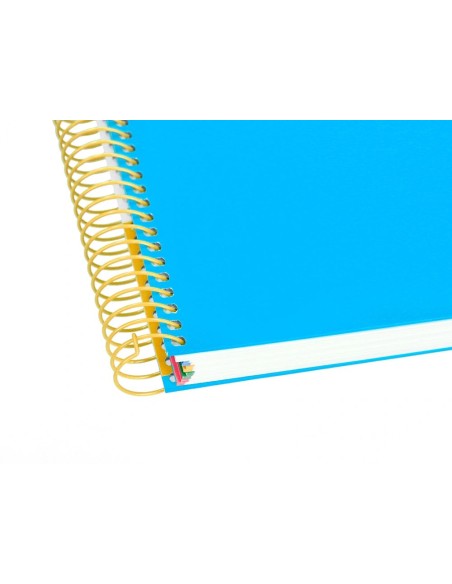 CI | Cuaderno espiral liderpapel a5 micro antartik tapa forrada 120h 100g liso con bandas 6 taladros color azul