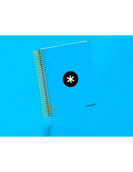 CI | Cuaderno espiral liderpapel a5 micro antartik tapa forrada 120h 100g liso con bandas 6 taladros color azul