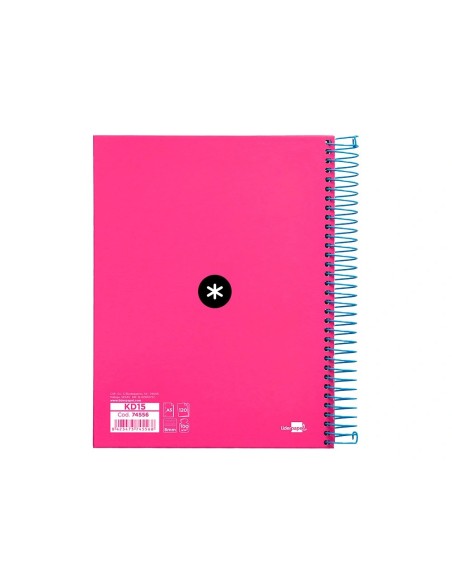 CI | Cuaderno espiral liderpapel a5 micro antartik tapa forrada 120h 100 gr horizontal 5 bandas 6 taladros color rosa