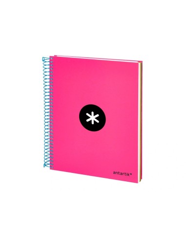 CI | Cuaderno espiral liderpapel a5 micro antartik tapa forrada 120h 100 gr horizontal 5 bandas 6 taladros color rosa