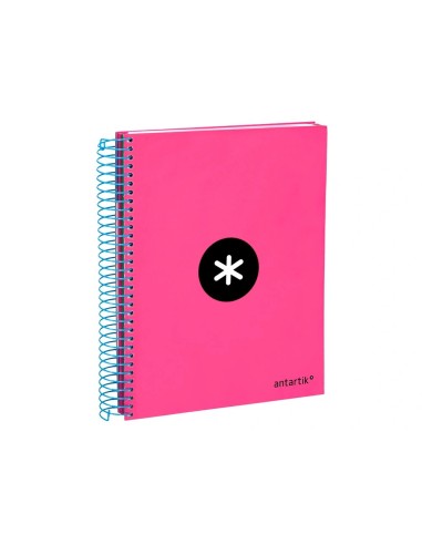 CI | Cuaderno espiral liderpapel a5 micro antartik tapa forrada 120h 100 gr horizontal 5 bandas 6 taladros color rosa