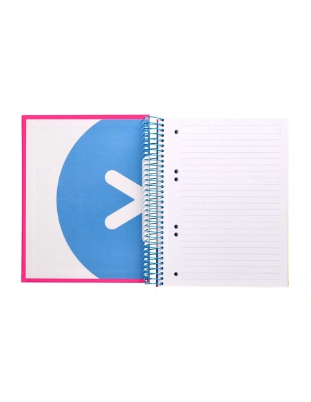CI | Cuaderno espiral liderpapel a5 micro antartik tapa forrada 120h 100 gr horizontal 5 bandas 6 taladros color rosa