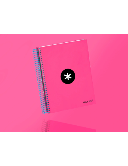 CI | Cuaderno espiral liderpapel a5 micro antartik tapa forrada 120h 100 gr horizontal 5 bandas 6 taladros color rosa