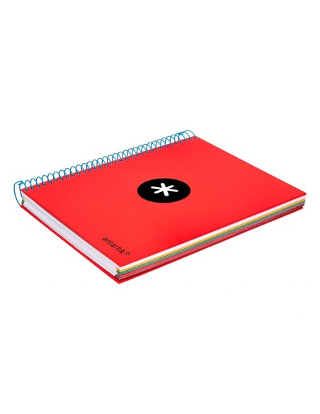 CI | Cuaderno espiral liderpapel a5 micro antartik tapa forrada 120h 100 gr horizontal 5 bandas 6 taladros color rojo.