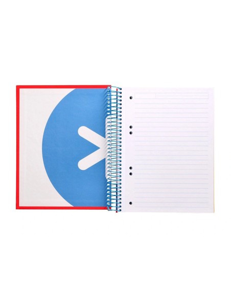 CI | Cuaderno espiral liderpapel a5 micro antartik tapa forrada 120h 100 gr horizontal 5 bandas 6 taladros color rojo.