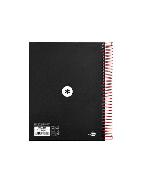 CI | Cuaderno espiral liderpapel a5 micro antartik tapa forrada 120h 100 gr horizontal 5 bandas 6 taladros color negro