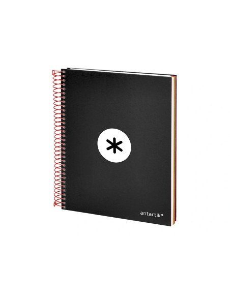 CI | Cuaderno espiral liderpapel a5 micro antartik tapa forrada 120h 100 gr horizontal 5 bandas 6 taladros color negro