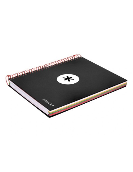CI | Cuaderno espiral liderpapel a5 micro antartik tapa forrada 120h 100 gr horizontal 5 bandas 6 taladros color negro