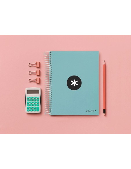 CI | Cuaderno espiral liderpapel a5 micro antartik tapa forrada120h 100 gr horizontal 5 banda6 taladros color menta