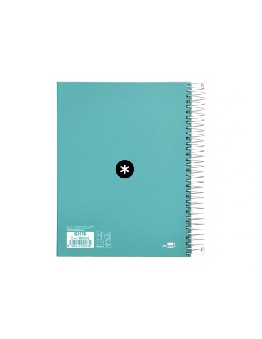 CI | Cuaderno espiral liderpapel a5 micro antartik tapa forrada120h 100 gr horizontal 5 banda6 taladros color menta