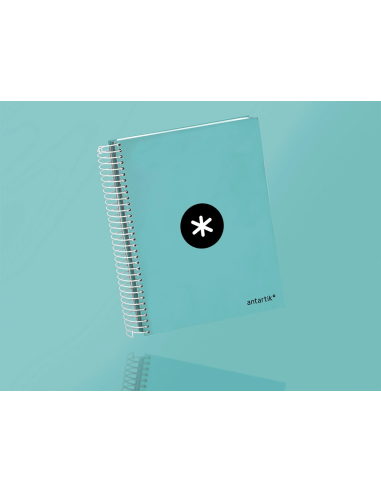 CI | Cuaderno espiral liderpapel a5 micro antartik tapa forrada120h 100 gr horizontal 5 banda6 taladros color menta