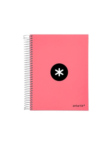CI | Cuaderno espiral liderpapel a5 micro antartik tapa forrada120h 100 gr horizontal 5 banda6 taladros color coral