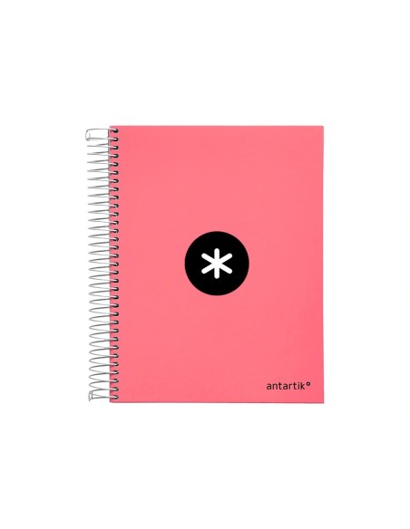 CI | Cuaderno espiral liderpapel a5 micro antartik tapa forrada120h 100 gr horizontal 5 banda6 taladros color coral