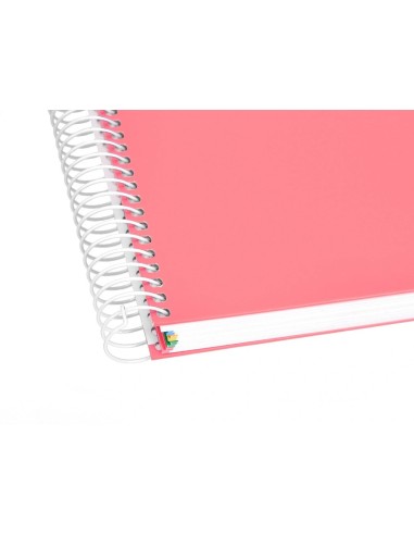 CI | Cuaderno espiral liderpapel a5 micro antartik tapa forrada120h 100 gr horizontal 5 banda6 taladros color coral