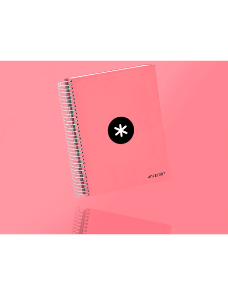 CI | Cuaderno espiral liderpapel a5 micro antartik tapa forrada120h 100 gr horizontal 5 banda6 taladros color coral