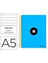 CI | Cuaderno espiral liderpapel a5 micro antartik tapa forrada 120h 100 gr horizontal 5 bandas 6 taladros color azul