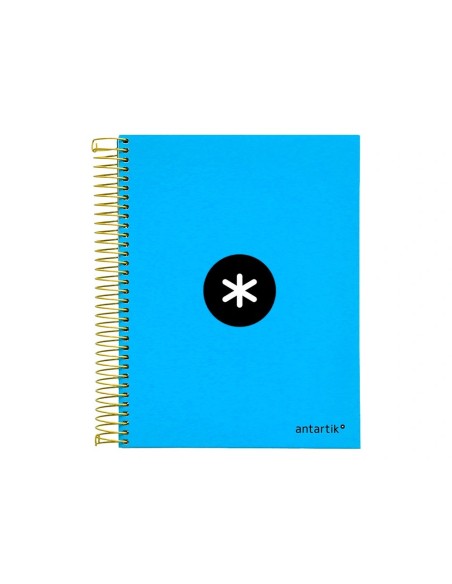 CI | Cuaderno espiral liderpapel a5 micro antartik tapa forrada 120h 100 gr horizontal 5 bandas 6 taladros color azul
