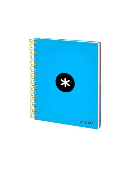 CI | Cuaderno espiral liderpapel a5 micro antartik tapa forrada 120h 100 gr horizontal 5 bandas 6 taladros color azul