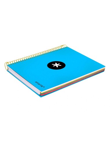 CI | Cuaderno espiral liderpapel a5 micro antartik tapa forrada 120h 100 gr horizontal 5 bandas 6 taladros color azul
