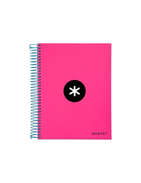 CI | Cuaderno espiral liderpapel a5 micro antartik tapa forrada 120h 100 gr cuadro5mm 5 bandas 6 taladros color rosa