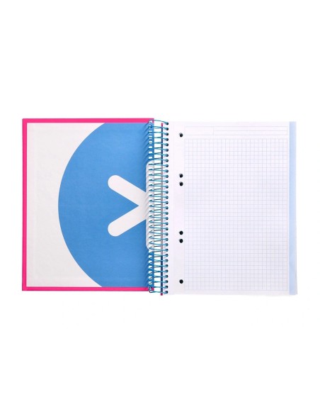CI | Cuaderno espiral liderpapel a5 micro antartik tapa forrada 120h 100 gr cuadro5mm 5 bandas 6 taladros color rosa