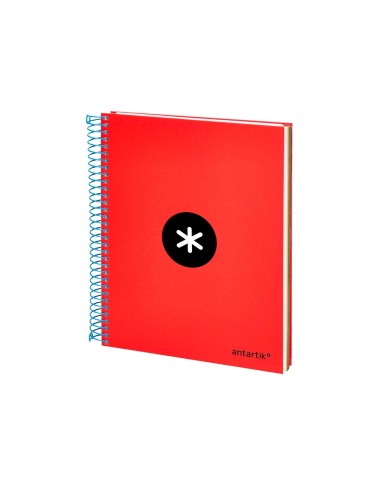 CI | Cuaderno espiral liderpapel a5 micro antartik tapa forrada 120h 100 gr cuadro5mm 5 bandas 6 taladros color rojo