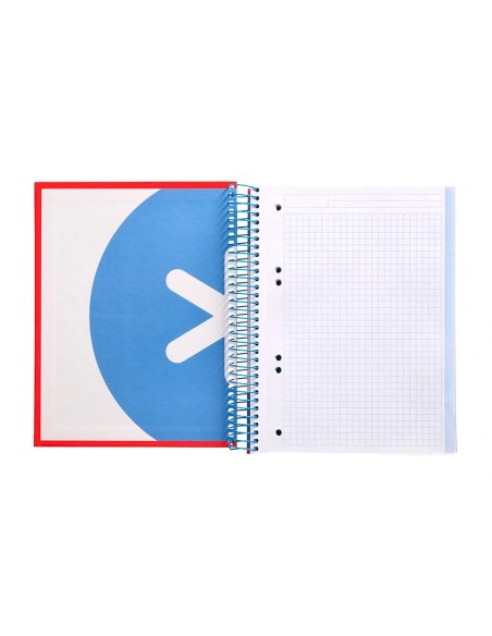 CI | Cuaderno espiral liderpapel a5 micro antartik tapa forrada 120h 100 gr cuadro5mm 5 bandas 6 taladros color rojo
